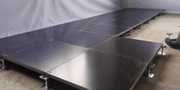Install all floors, then adjust the height, do the clean